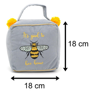 Bee Grey Cube Fabric Doorstop ~ Beautiful Home Door Stop