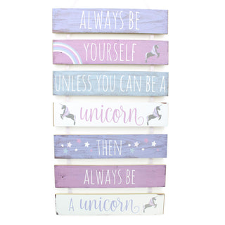 7 Tier Hanging Wooden Unicorn Plaque Sign ~ Always Be Yourself