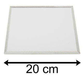 20cm Decorative Mirror Glass Display Plate | Silver Mirrored Candle Tray | Centerpiece Vanity Perfume Tray - Square