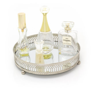 Silver Effect Mirror Tealight Candle Tray Plate 20Cm