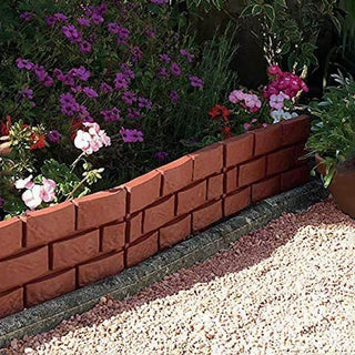 Brick Effect Border Fence Garden Edging Border | Plastic Lawn Edging Flower Bed Edging | Garden Border Fencing Stone Effect Path Edging