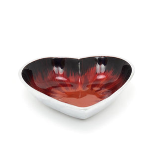 15cm Medium Recycled Aluminium Red Heart Dish | Heart Shaped Snack Bowl Dip Bowl Vanity Bowl | Heart Dish Trinket Dish Key Bowl Jewellery Dish