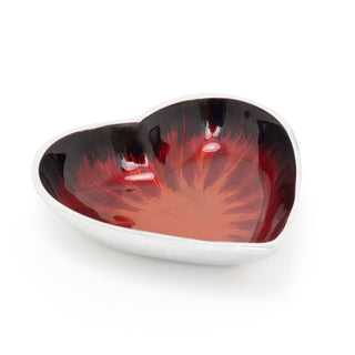 15cm Medium Recycled Aluminium Red Heart Dish | Heart Shaped Snack Bowl Dip Bowl Vanity Bowl | Heart Dish Trinket Dish Key Bowl Jewellery Dish