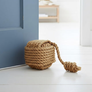 15cm Nautical Square Monkey's Fist Rope Doorstop ~ Natural Rope Door Stop