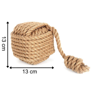15cm Nautical Square Monkey's Fist Rope Doorstop ~ Natural Rope Door Stop