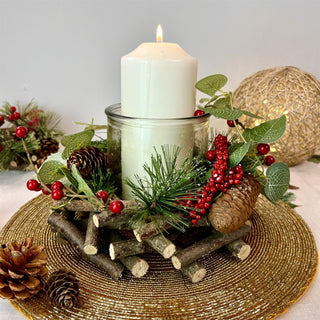 15cm Traditional Christmas Tealight Candle Holder | Christmas Wreath Candle Holder | Christmas Candle Centerpiece