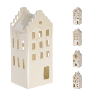 15cm White Ceramic LED Christmas House | Light - Up Ornament | Design Varies