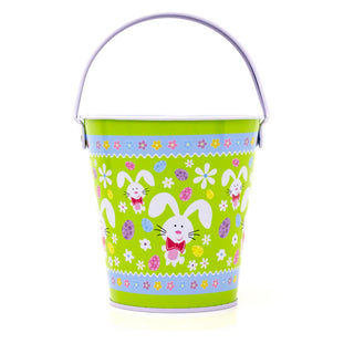 Tin Easter Egg Hunt Bucket | Metal Easter Basket Easter Bucket With Handle