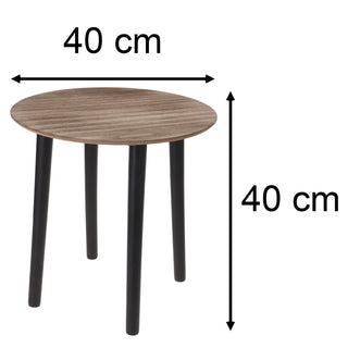 Contemporary Round Wooden Pedestal Table | Black Side Table Occasional Table Bedside Table | Living Room End Tables - 40cm