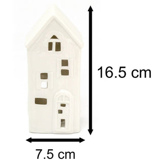 16cm White Ceramic LED Christmas House Ornament | Christmas Village Light Up House | LED Christmas House Night Light Christmas Decoration - Design Varies One Supplied