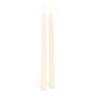 Pair of Tapered Dinner Candles | 2 Traditional Hand-dipped Taper Candles 30cm - White
