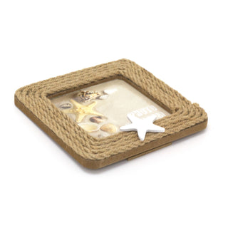 Nautical Jute Rope Photo Frame | White Star Rustic Rope Picture Frame - 10x10cm