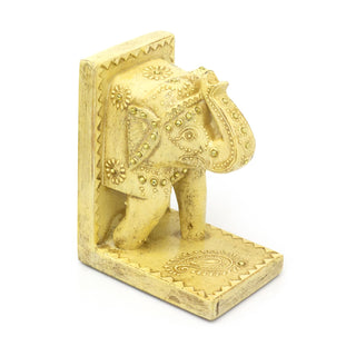 Pair Of White Elephant Wooden Bookends | Set Of 2 Elephant Book End Ornament