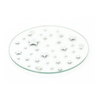 10cm Silver Mirrored Glass Coaster | Round Mirror Glass Candle Plate Stand