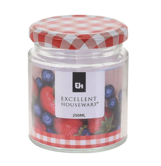 Airtight Round Glass Jam Jars With Metal Lids | Multipack Kitchen Preserving Jars - 250ml