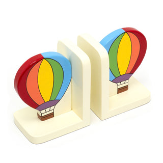 Pair Of Childrens Hot Air Balloon Bookends | Decorative Wooden Bookends For Kids