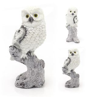 Snowy Owl Christmas Ornament | 21cm Resin Winter Bird Christmas Decoration | White Snow Owl Statue Figurine - Design Varies One Supplied
