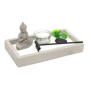 Mini Buddha Zen Garden Set | Miniature Desktop Zen Garden Tealight Candle Holder | Spiritual Decor Buddha Ornaments