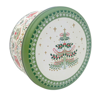 Alpine Houses Christmas Cake Tin, 23cm Round Gisela Graham Storage Tin