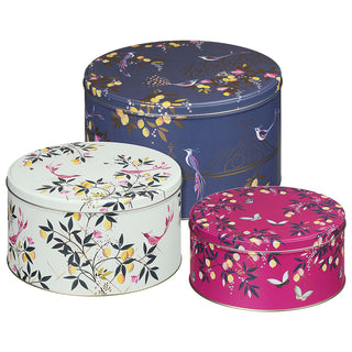 Sara Miller Set Of 3 Orchard Design Round Nesting Cake Tins | Cake Storage Tins