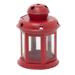 Red Moroccan Tealight Lantern, 13cm Indoor Outdoor Metal Hanging Candle Holder