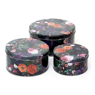 Set Of 3 Floral Nesting Tins | 3 Piece Kitchen Airtight Storage Tin Set