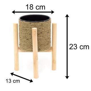 23cm Jute Rope Flower Pot Cache Pot With Stand Plant Pot Holder | Boho Hessian Cachepot Planter On Legs | Rustic Indoor House Plant Planter