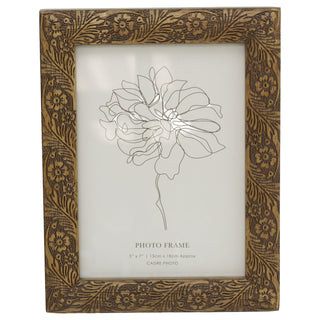 Floral 5x7 Wooden Photo Frame, Freestanding or Wall Mounted Picture Frame