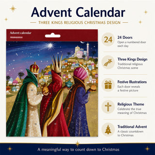 Nativity Three Kings Religious Christmas Advent Calendar, 24 Doors, 21.3 cm
