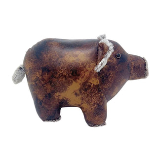 Cecil Pig Door Stop, 20cm Weighted Faux Leather Animal Doorstop - 1.8kg