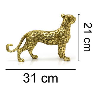 Gold Resin Leopard Ornament | 31cm Standing Leopard Statue Animal Sculpture