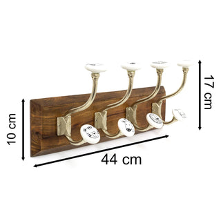 Safari Jungle Kids Wall Hooks | 4 Double Hooks on Wooden Base Wall Coat Rack