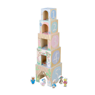 Childrens Peter Rabbit Stacking Cubes Wooden Stacking Toys Baby Building Blocks