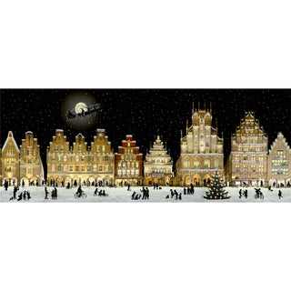 Christmas Advent Calendar Christmas Town At Night | Cityscape Silhouette Advent Calendar Picture Advent Calendar | Paper Advent Calendar Traditional Advent Calendar