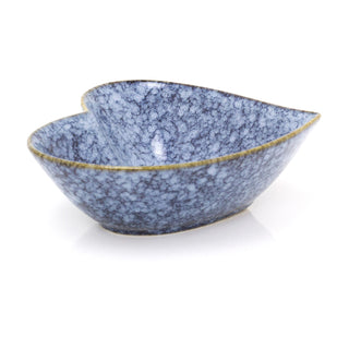 17cm Decorative Love Heart Trinket Dish Vanity Bowl | Blue Speckled Glaze Stoneware Heart Display Bowl | Heart Shaped Dish Ornament Key Bowl Jewellery Dish