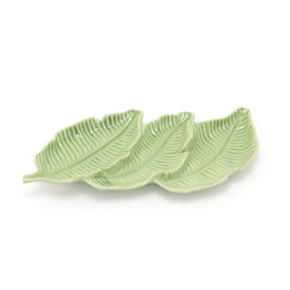 Beautiful Ceramic Triple Leaf Trinket Tray | Botanical Jewellery Storage Display Plate | Decorative Plate - 37cm