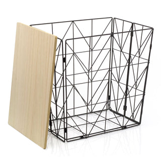 Folding Black Wire Side Table | Modern Storage Table Foldable End Table | Folding Bedside Table 40cm