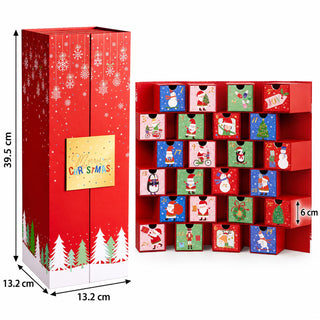 Red Folding Fill Your Own Christmas Advent Calendar, 24 Drawer Countdown