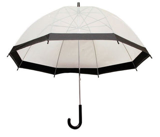 Clear See Through Transparent Dome Bubble Parasol Birdcage Umbrella ~ Black