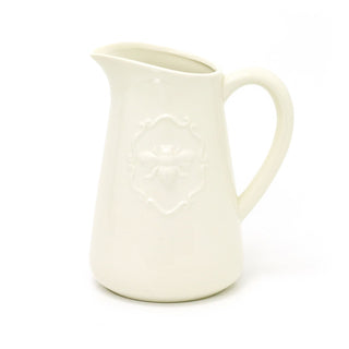 Cream Ceramic Embossed Bumble Bee Serving Jug | Honey Bee Water Jug Glazed Milk Jug Pitcher | Country Kitchen Jugs Porcelain Flower Vase Jug For Flowers
