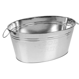 Large Oval Metal Drinks Pail | Party Ice Bucket Cooler With Handles - 20L