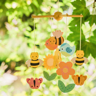 Spring Garden Wooden Mobile For Baby Cot | Floral Crib Mobile Bee Nursery Decor