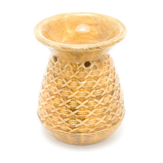 10cm Rattan Design Essential Oil Fragrance Burner | Ceramic Oil Burner Tealight Candle Holder | Aromatherapy Lamp - Design Varies One Supplied