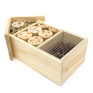 Wooden Insect Hotel - 25cm Wooden Insect House - Garden Bug Hotel Nesting Habitat for Bees, Butterflies, Ladybirds