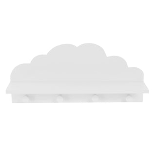Cloud Shelf With Coat Hooks | Baby Nursery Children's Bedroom Floating Shelf - White