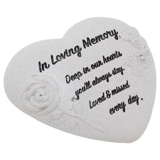 Heart Memorial Ornament, 14cm Stone Effect Indoor Outdoor Sympathy Gift