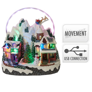 LED Christmas Village Scene with Movement, 32cm Animated Festive Decoration