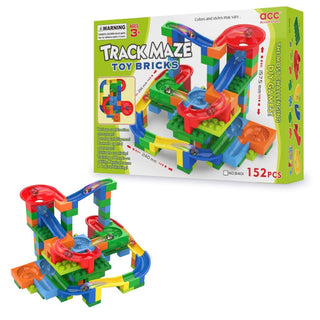 152 Piece Kids Building Block Marble Run | Marble Maze Construction Toy | Children's Marble Track