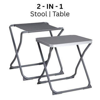 2 in 1 Folding Camping Stool and Table, Portable Outdoor Seat with Table Top