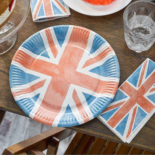 20 Great Britain Flag Union Jack Napkins Party Napkins | Pack Of 20 Britannia Union Jack Paper Napkins | Queens Platinum Jubilee Party Serviettes - 33cm